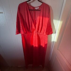 Fe Noel Vibrant Red V-Neck Dress